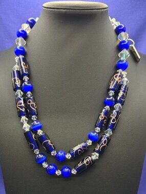 Anthony Alexander Blue Glass Bead Statement Necklace
